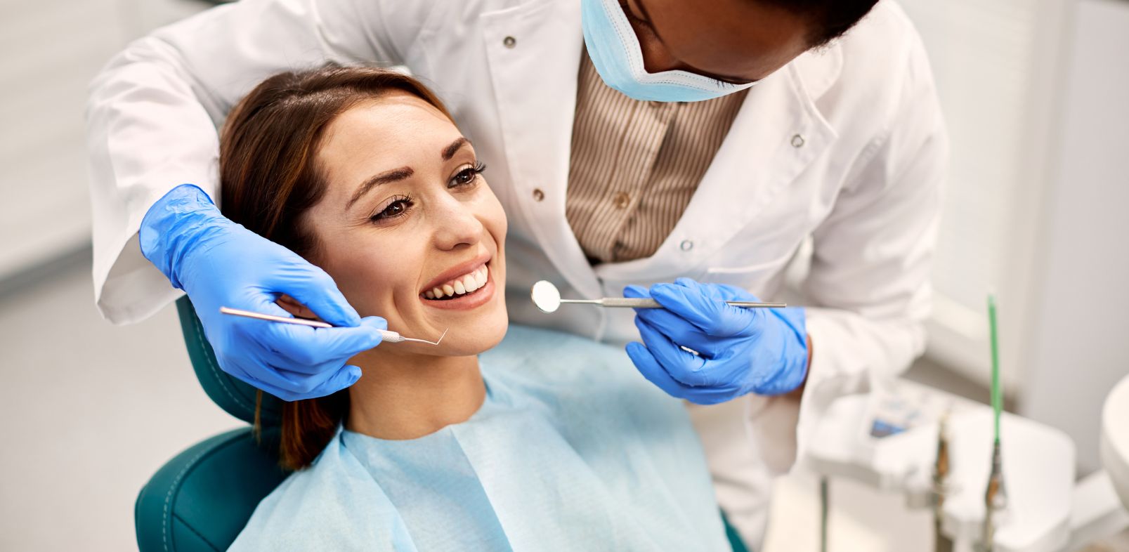 Woman getting Invisalign check up at Ripon dental practice