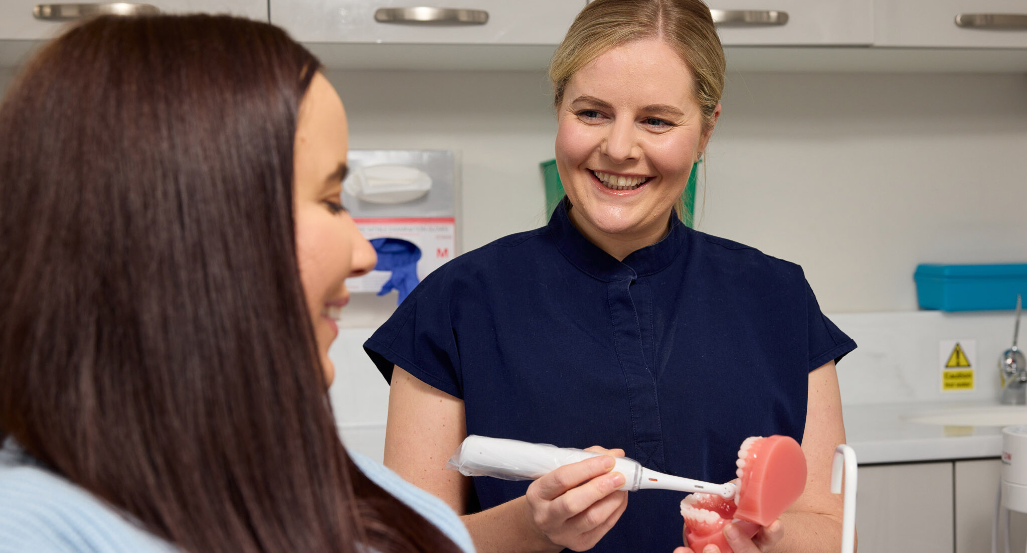 Boroughbridge dental hygienist providing oral hygiene instructions