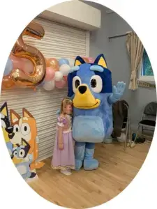 blue character for children's dental open day at boroughbridge dental centrer