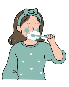 girl brushing teeth
